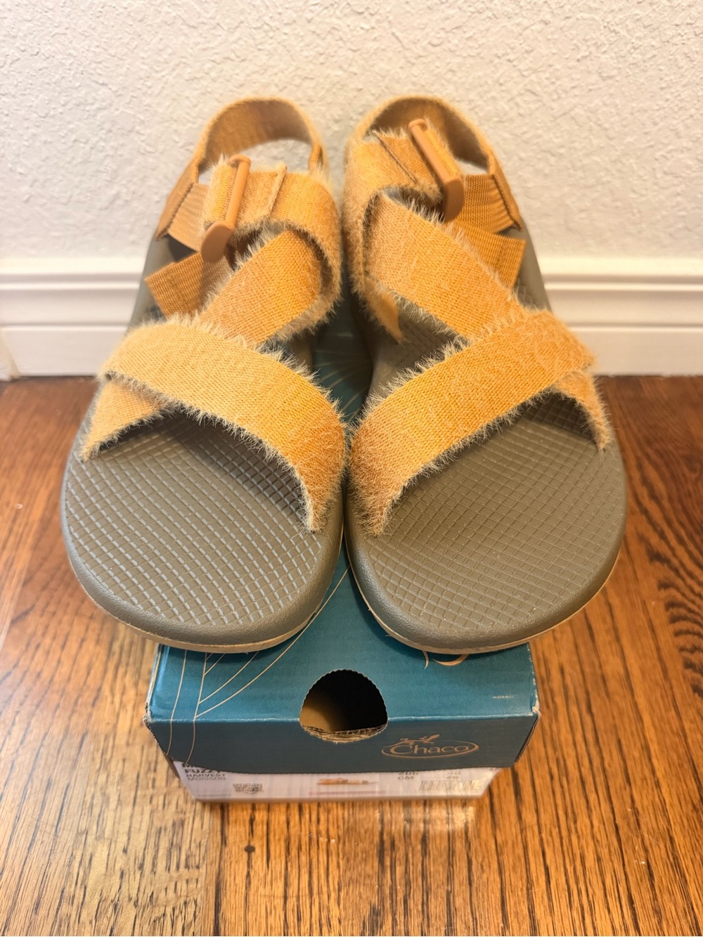 Chaco Women’s Mega Z Wide Strap Fuzzy Golden Brown Sandals